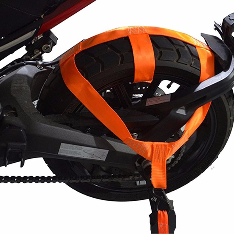 Motorcycle Transport Lock, Tie Down Strap for Motorcycle Rear Wheel