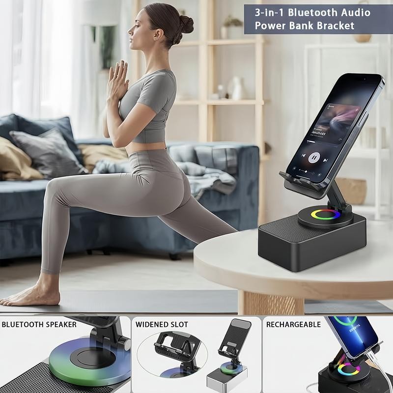 Wireless Audio Bluetooth Speaker 5in1 Phone Holder Emergency Rechargeable withColorful