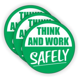Unbranded/Generic 3 Think and Work Safely Hard Hat Stickers | Safety Helmet Decals Labels USA - GN