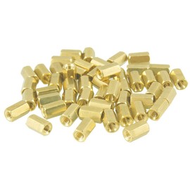YXQ M3 Female to Female Screw Brass Standoff Spacers Hex, 8mm Length, 50Pcs