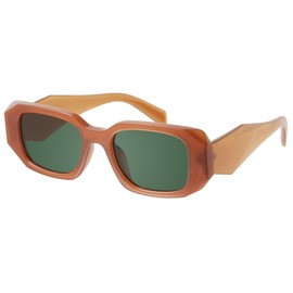 mosanana Trendy Rectangle Sunglasses for Women Men Brown Orange Vintage Retro Fashion Cool 90s Cute Funky Small Stylish Chunky Goulding