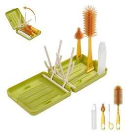 YOU ER MEI Estante de Secado de Biberones de Viaje con Juego de Brochas para Mamilas y Chupones