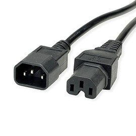 VALUE Power Cable IEC320/C14 Male to C15 Female, Black, 1 m