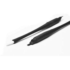 M Mellie's Signature Microblading - Bolígrafo desechable para cejas (10 unidades), cuchilla esterilizada, agarre de goma cómodo y esponja de pigmento para cejas impecables (U18 .20 mm), color negro