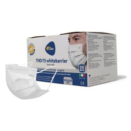 THD Mascherina Chirurgica Medicale, CE, 50 Pz, Inodore e Priva di Contaminanti, Prodotta in Ambiente Medicale, Triplo Strato Filtrante >99%, Nasello Antiappannamento, THD Azienda Medicale Certificata