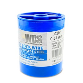 Lock Wire, T302/304 Stainless, NASM20995, MS20995C, ASTM A580 Cond A, AMS5697, .020 in (0.51 mm), 1 lb (0.45 kg) Dispenser Can, Approx. 925 ft (281 m)