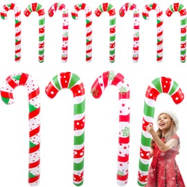 Cotiny - 12 bastones inflables de Navidad de 35 pulgadas, bastones de caramelo grandes para Navidad, interiores y exteriores, decoración de patio, 3 patrones