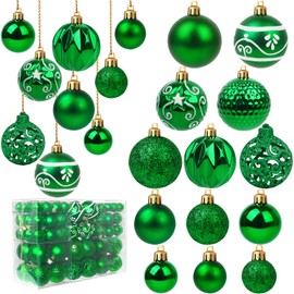 Ywlake Christmas Bauble Ornaments Set for Christmas Tree, 100 Pieces Christmas Tree Decorations Set, Shatterproof Ornaments for New Year Party, Wedding, Holiday, Christmas Decoration (Green)