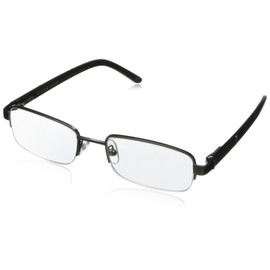 Foster Grant Men's Lyden Rectangular Reading Glasses, Satin Gun/Transparent, 53 mm, 2.00
