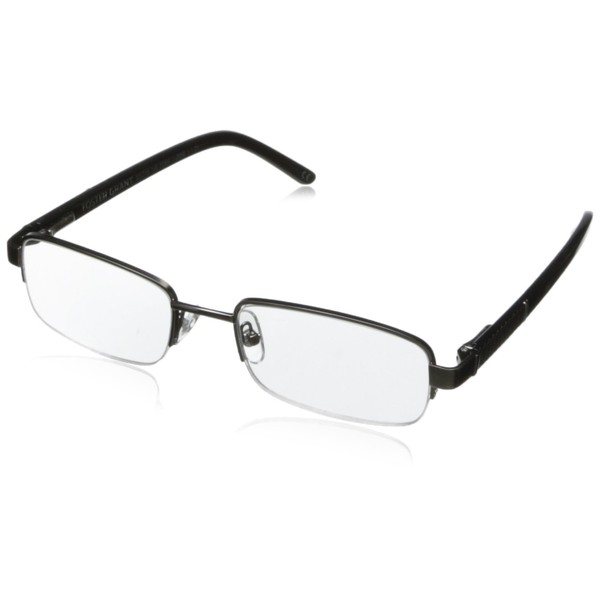 Foster Grant Men's Lyden Rectangular Reading Glasses, Satin Gun/Transparent, 53
