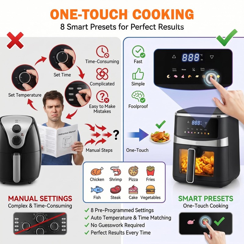 Air Fryer,6 QT Family Size Air Fryer with Visible Cooking