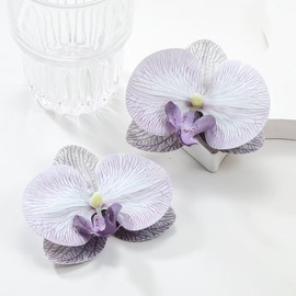 Generic Bohemian Large Butterfly Orchid Flower Stud Earrings Hawaii Big Oversized Purple Blossom Floral Earrings Summer Beach Party Jewelry for Women Friend