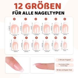 Aokitec Stick On Nails Short - Square French Tip False Nails With Glue, Reusable Semi-Transparent Glue On Fake Nails for Women, French Girl A005