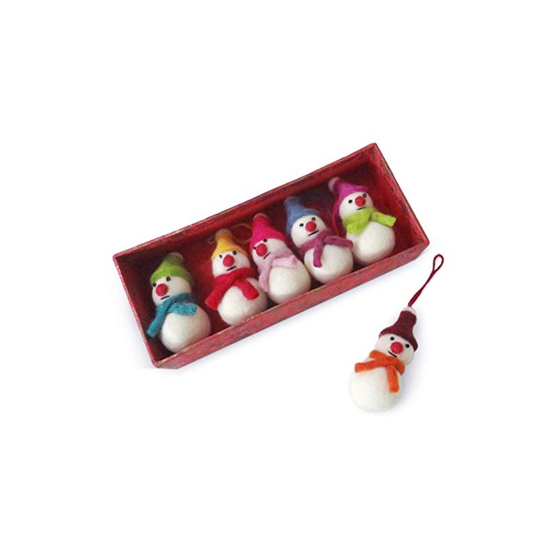 Purity Style Pack 6 Felt Snowmen/Snowman Hanging Christmas Tree Decoration