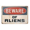 Lilyanaen New Metal Sign Aluminum Sign Beware of Aliens Decorative