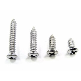 Retro-Motive Chrome #8 Phillips Oval Head Trim Screws- 3/8" to 1" Long- (Qty 100 Screws)- #2076 (2015-2018)