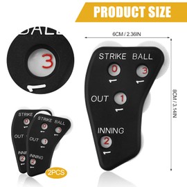 2PCS Baseball Umpire Clicker, 4 Wheels Baseball Indicator Umpire Not Easy to Slide Baseball Counter Clicker for Softball Coach Recording Outs & Innings Balls (Black)