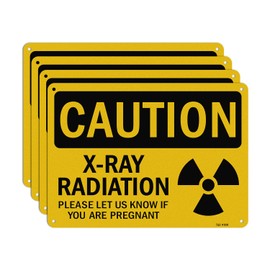 T&R X-Ray Radiation Sign Please Let Us Know If You Are Pregnant - 4 Pack - 10 x 7 Inches Rust Free .040 Aluminum Reflective - UV Protected, Waterproof, Weatherproof and Fade Resistant - 4 Pre-drilled Holes