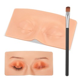 BAMTTOO Makeup Practice Face Silicone Makeup Practice Board Face Eyes Permanent Cosmetic Makeup Training for Makeup Artists and Beginners with Makeup Brushes (Type 2)