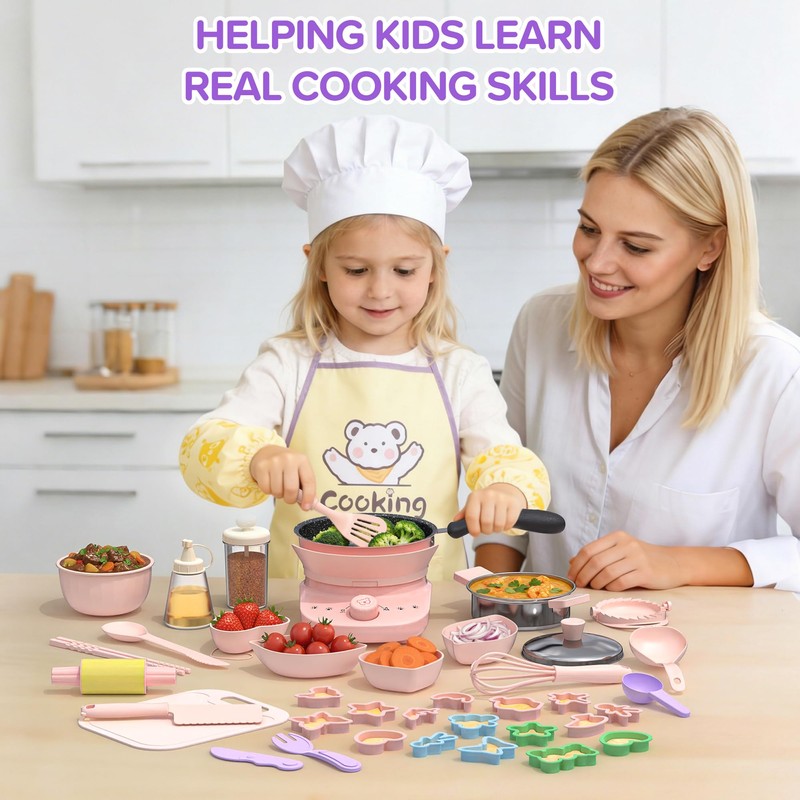 Gotoofun Kids Real Cooking Set with Mini Electric Stove, 45