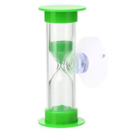 2 Minute Plastic Sand Timer Hourglass Sand Clock with Suction Cup Time Funnel Shower Timer Tooth Brushing Time Reminder Timers (Green)