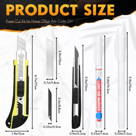 Lanties 24 Pcs Foam Cut Kit Cutting Tool Kit Include Foam Cutting Knife 30 Degree Thin Blade Knife Long Nosed Marker Thick Tip Marker and 20 Replacement Blades for Home Office Arts Crafts DIY
