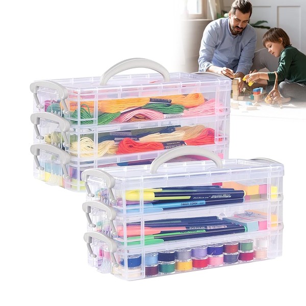 Desk Pen Organiser with Handle, 2 Sets with 3 Levels,
