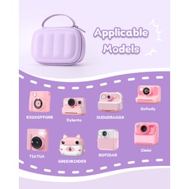 SQERO Kids Camera Instant Print Case for Hangrui/Lenudar/HiMont/TIATUA/Gofunly/GREENKINDER Most 1080P Kids Instant Cameras, Cute Travel Carry Bag Christmas Birthday Gifts for Girls Boys (Purple)