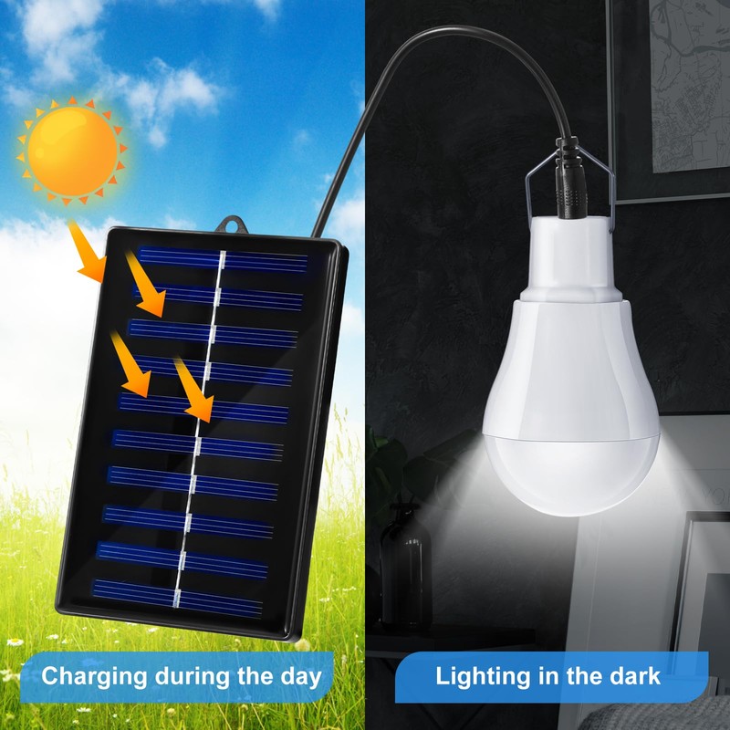 VIHOSE 8 Pcs Solar Light Bulbs Solar Powered Light Portable