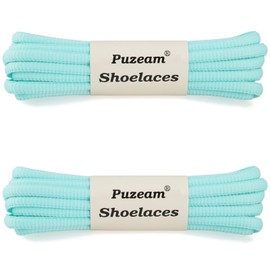 Puzeam 2 Pairs Oval Athletic Shoelaces 30 Colors 1/4" Half Round Shoe Laces for Sneakers - Tiffany Green 160