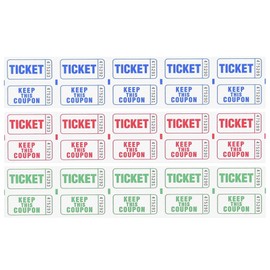 200 Count Raffle Tickets - Assorted Colors - Double Stub - Perfect for Events, Fundraisers, 50/50s, Classrooms and Giveaways