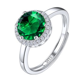 Suplight Sterling Silver Rings Emerald Ring May Birthstone Rings Jewelry for Women