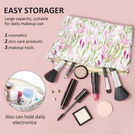 ZUNGGWOK Floral Makeup Bag Cosmetic Bag for Women,Large Capacity Purse Travel Bags Toiletry Bag with ZIpper Makeup Pouch(Willow)