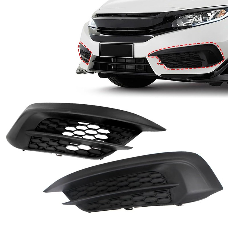 2Pcs Front Bumper Fog Light Cover Assembly Compatible with Honda