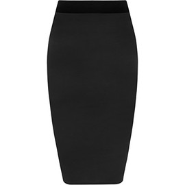 WearAll Plus Size Womens Elasticated Plain Jersey Ladies Knee Length Skirt - Black - 16-18