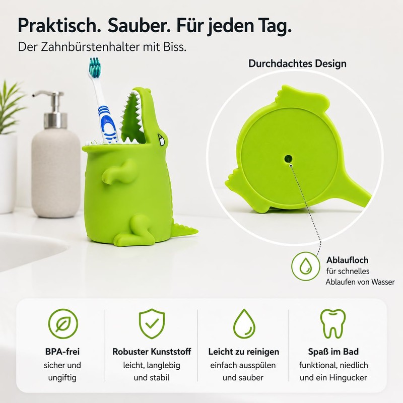 Winkee - Portaspazzolino da denti a forma di animale (coccodrillo)