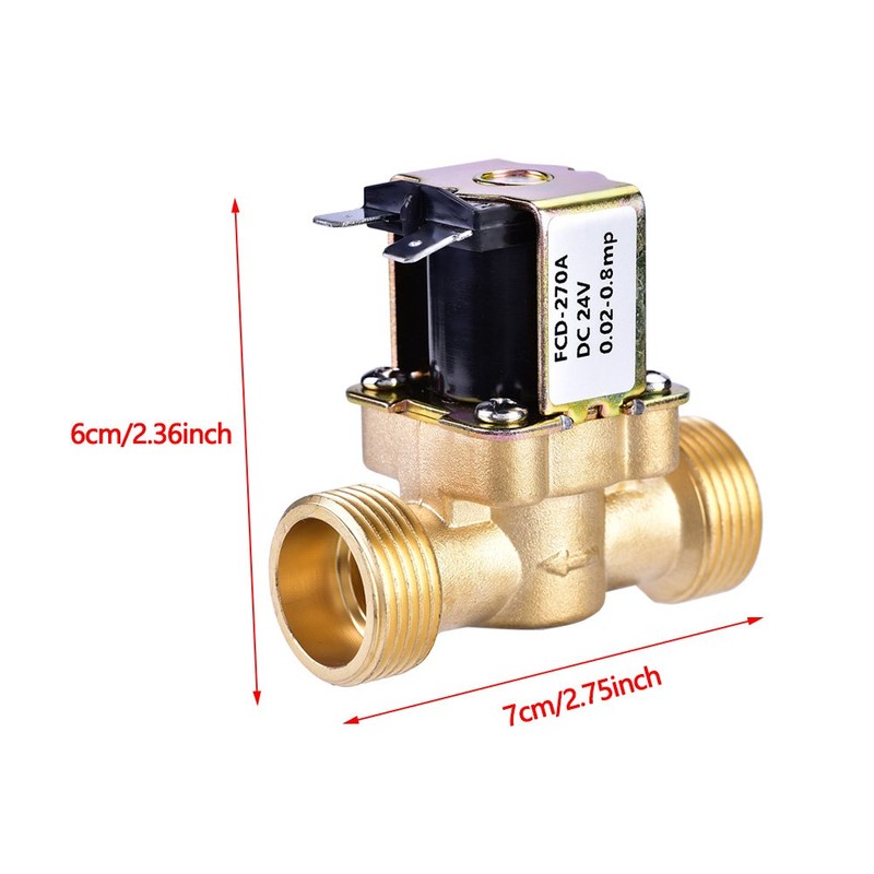3/4" Solenoid Valve, DC 24V N/C Brass Electric Solenoid Valve