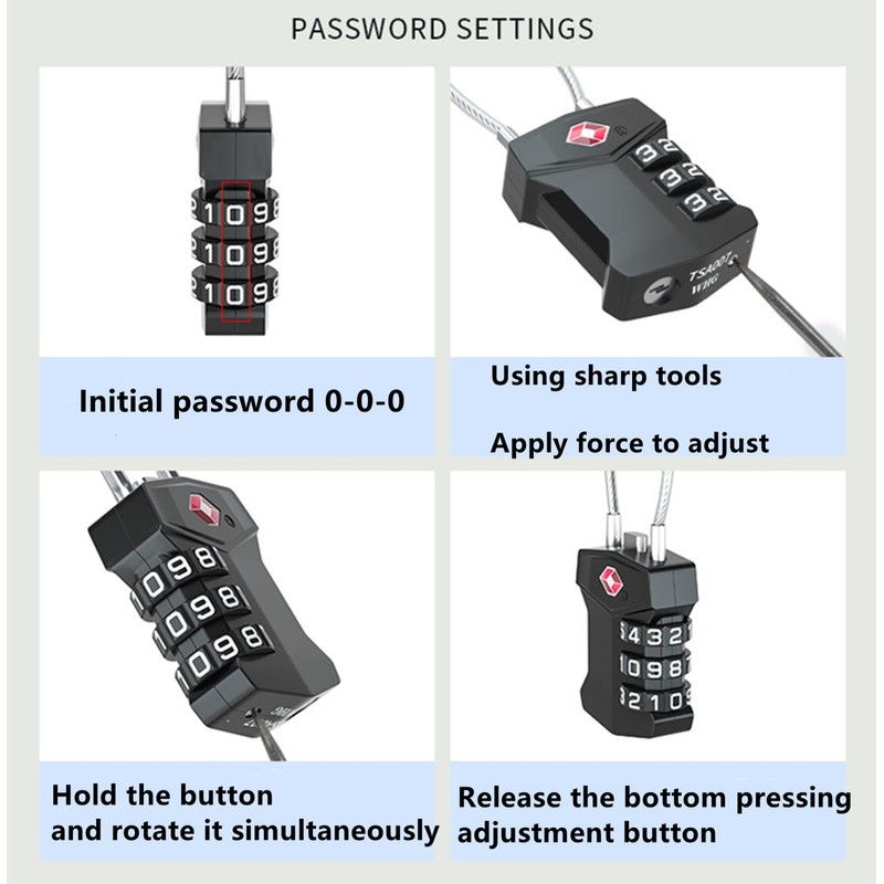 TSA Luggage Locks, 4 Digit Combination Lock Suitcase Padlock, Lock
