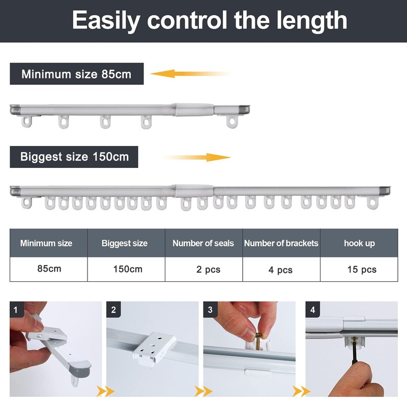 Zshine ceiling mounting or Wall mounting telescopic curtains track Home