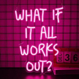 Gdbkabf What If It All Works Out Neon Sign, Neon Signs for Wall Decor Neon Pink LED Signs Room Neon Light Up Signs Home Decor for Bedroom Club Party Bar Shop USB Operated