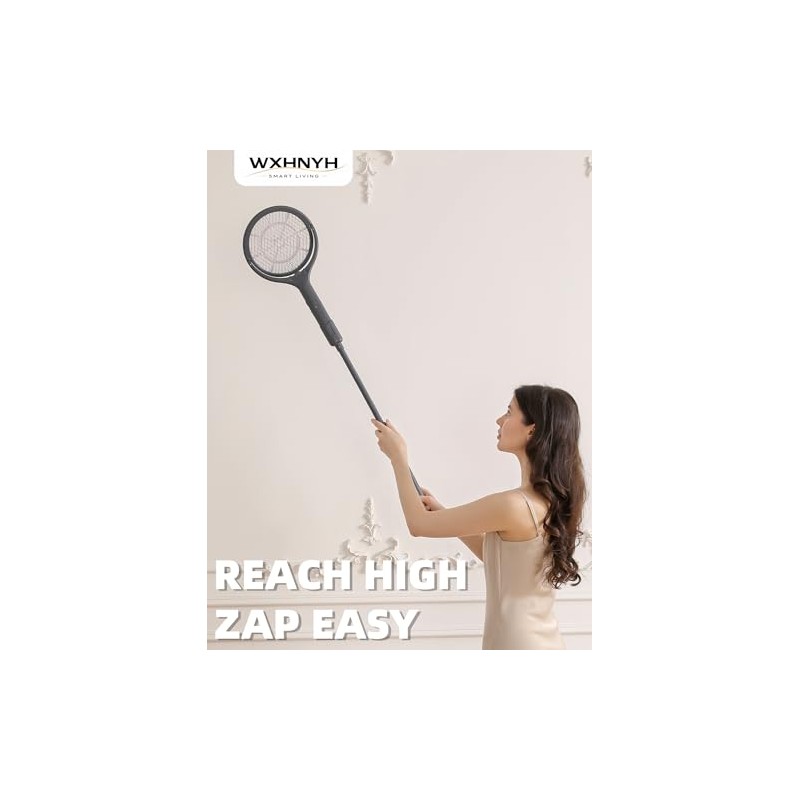 Electric Fly Swatter with Extendable Handle & Rotating Head, 3000V