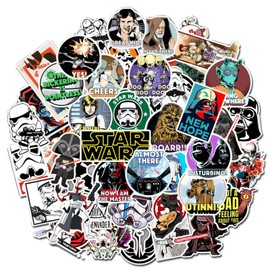 Cartoon Star War Stickers for Kids, 50pcs Vinyl Waterproof Cool Movie Decal for Water Bottle Laptop Toy Sticker for DIY Decorate Bumper Phone Hard Hat Kids Teens Gifts