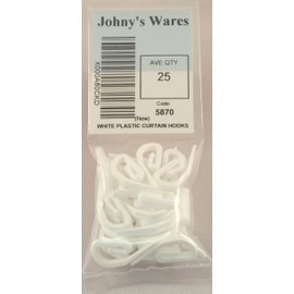 Johny's Wares White Plastic Hook Set for Curtains (Pack of 25)