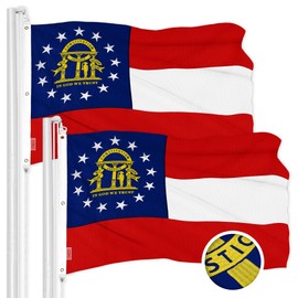 G128 2 Pack: Georgia GA State Flag | 6x10 Ft | ToughWeave Series Embroidered 600D Polyester | Embroidered Design, Indoor/Outdoor, Brass Grommets