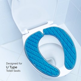 Morvat Gel Toilet Seat Cover, Toilet Seat Cushion, Toilet Cover, Padded Toilet Seat Elongated, Adhesive Gel Cushion Pads, Maximum Pressure Relief, Washable, for Standard U Shape Toilet Seats, Blue