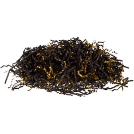 Crinkle Cut Paper Shred Filler (1/2 LB) for Gift Wrapping & Basket Filling - Black & Gold | MagicWater Supply