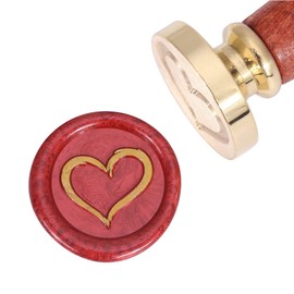 Yoption Heart Wax Seal Stamp, Vintage Brass Head Wooden Hilt Sealing Wax Stamp for Wedding Christmas Party Invitations Envelopes Gift Wrapping