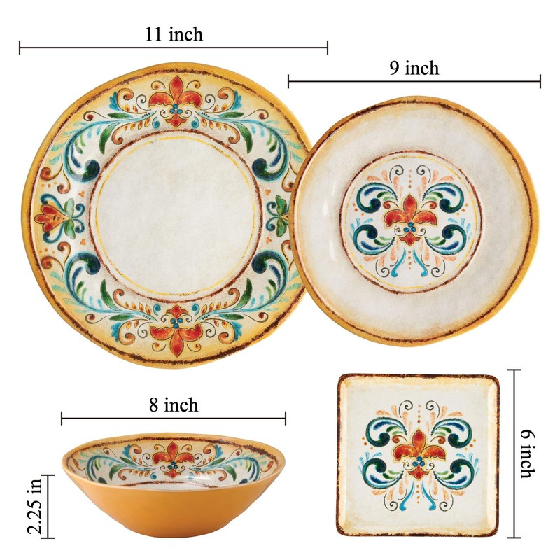 Gourmet Art - Plato de melamina (4 piezas, peso pesado