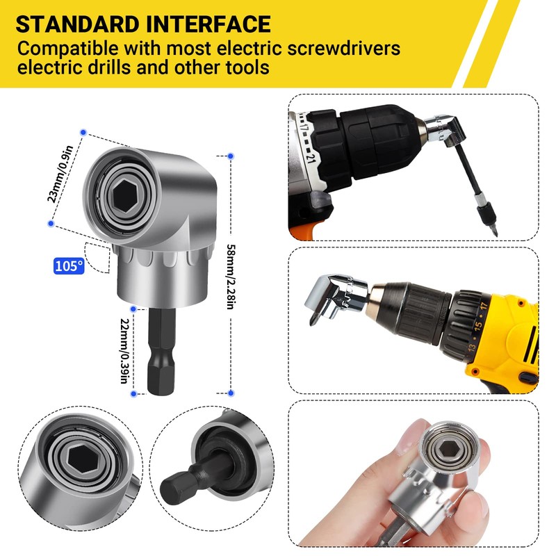 FAWAIKTU 24pcs Flexible Drill Bit Extension Set, Hex Shank 105°