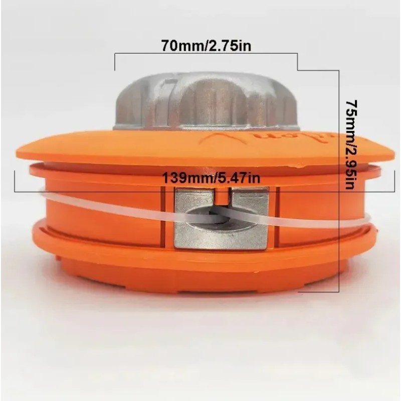 Cabezal Universal Metalica Acceso Para Desmalezadora Césped Naranja